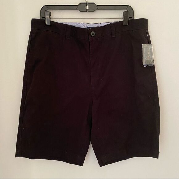 Club Room Men’s D 558 Flat Front 9.5” Inseam Black Chino Shorts 34W - Picture 1 of 3